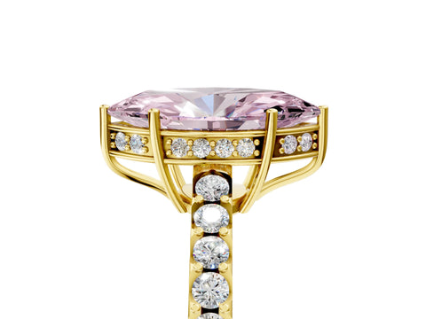 Yellow gold Fancy Pink Marquise Cut Solitaire Diamond Engagement Ring with Pavé Band and Six-Prong Setting_17