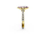 Yellow gold Fancy Pink Marquise  Cut Solitaire Diamond Engagement Ring with Pave Band and Four-Prong Setting_154