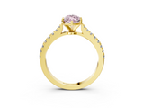 Yellow gold Fancy Pink Marquise  Cut Solitaire Diamond Engagement Ring with Pave Band and Four-Prong Setting_155