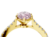 Yellow gold Fancy Pink Marquise  Cut Solitaire Diamond Engagement Ring with Pave Band and Four-Prong Setting_156
