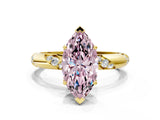 Yellow gold Fancy Pink Marquise Cut Solitaire Diamond Engagement Ring with Twisted Pave Band and Four-Prong Setting_3