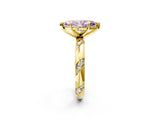 Yellow gold Fancy Pink Marquise Cut Solitaire Diamond Engagement Ring with Twisted Pave Band and Four-Prong Setting_5