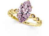 Yellow gold Fancy Pink Marquise Cut Solitaire Diamond Ring with Infinity Twist Band and Four-Prong Setting_25