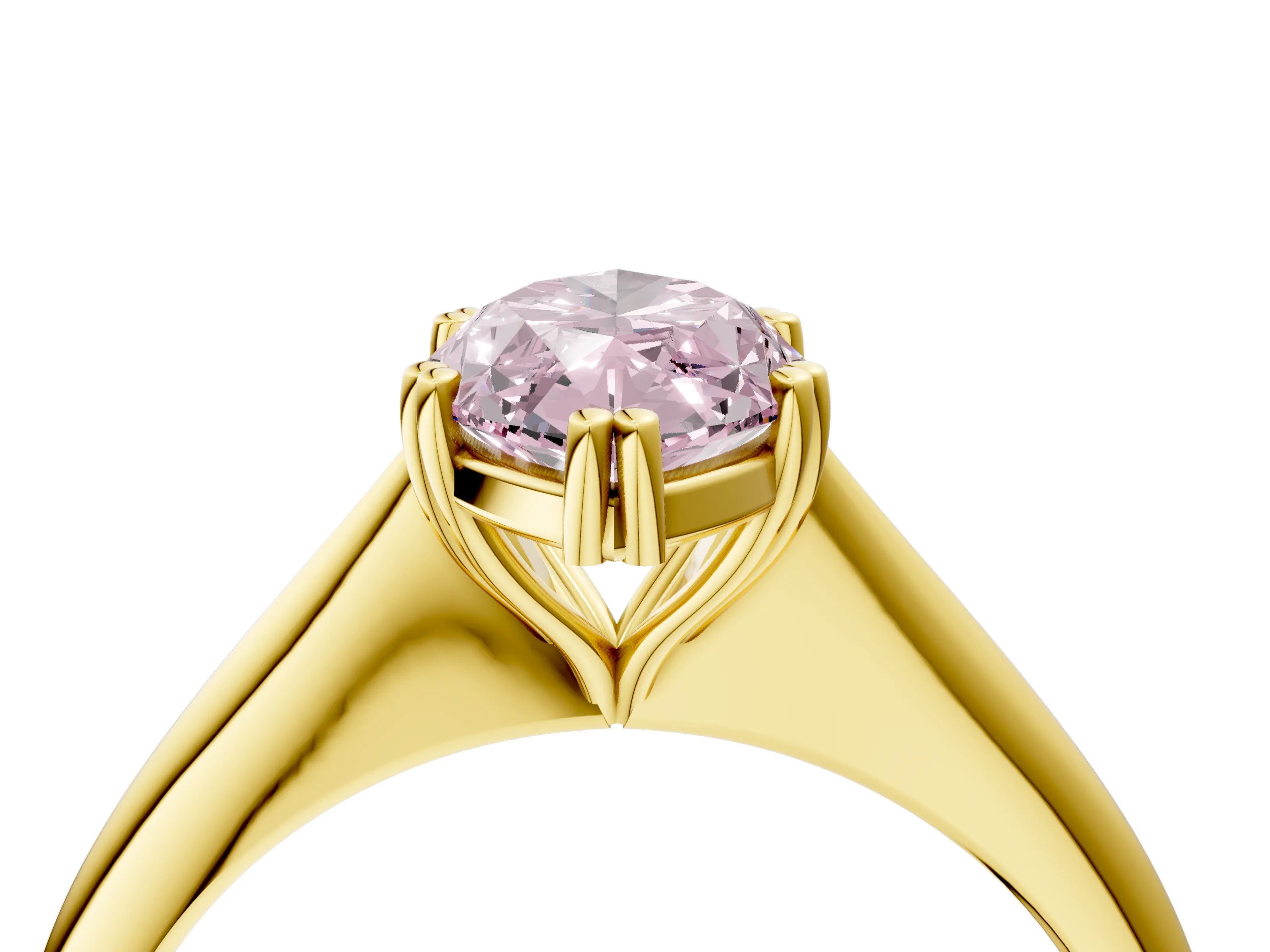 Yellow gold Fancy Pink Marquise Cut Solitaire Diamond Ring with Six-Prong Setting and Classic Band_4