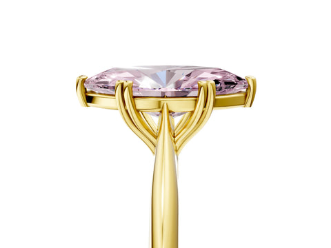Yellow gold Fancy Pink Marquise Cut Solitaire Diamond Ring with Six-Prong Setting and Classic Band_5