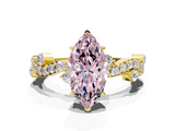 Yellow gold Fancy Pink Marquise  Cut Solitaire Diamond Twisted Band with Pave Setting_47