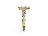 Yellow gold Fancy Pink Marquise  Cut Solitaire Diamond Twisted Band with Pave Setting_49