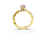 Yellow gold Fancy Pink Marquise  Cut Solitaire Diamond Twisted Band with Pave Setting_50