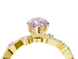 Yellow gold Fancy Pink Marquise  Cut Solitaire Diamond Twisted Band with Pave Setting_51