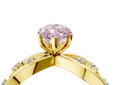 Yellow gold Fancy Pink Marquise  Cut Solitaire Diamond with Side Stones on Criss-Cross Band and Four-Prong Setting_7