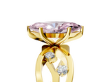 Yellow gold Fancy Pink Marquise  Cut Solitaire Diamond with Side Stones on Criss-Cross Band and Four-Prong Setting_8
