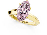 Yellow gold Fancy Pink Marquise  Cut Solitaire Engagement Ring with Flat Band and Four-Prong Setting 1