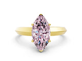 Yellow gold Fancy Pink Marquise  Cut Solitaire Engagement Ring with Flat Band and Four-Prong Setting