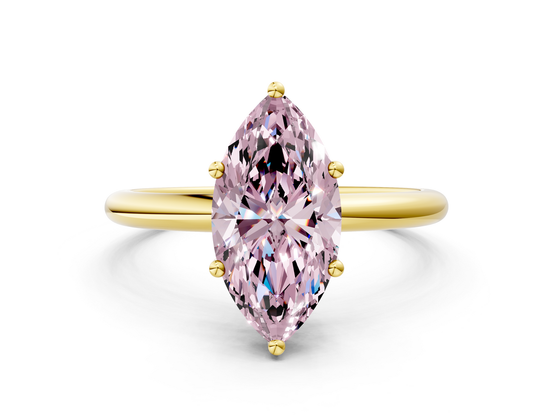 Yellow gold Fancy Pink Marquise  Cut Solitaire Engagement Ring with Four-Prong Setting and Classic Band_20