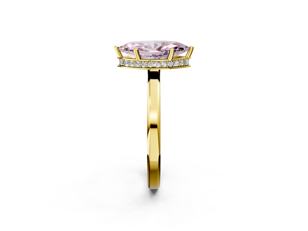 Yellow gold Fancy Pink Marquise  Cut Solitaire Engagement Ring with Four-Prong Setting on a Classic Band