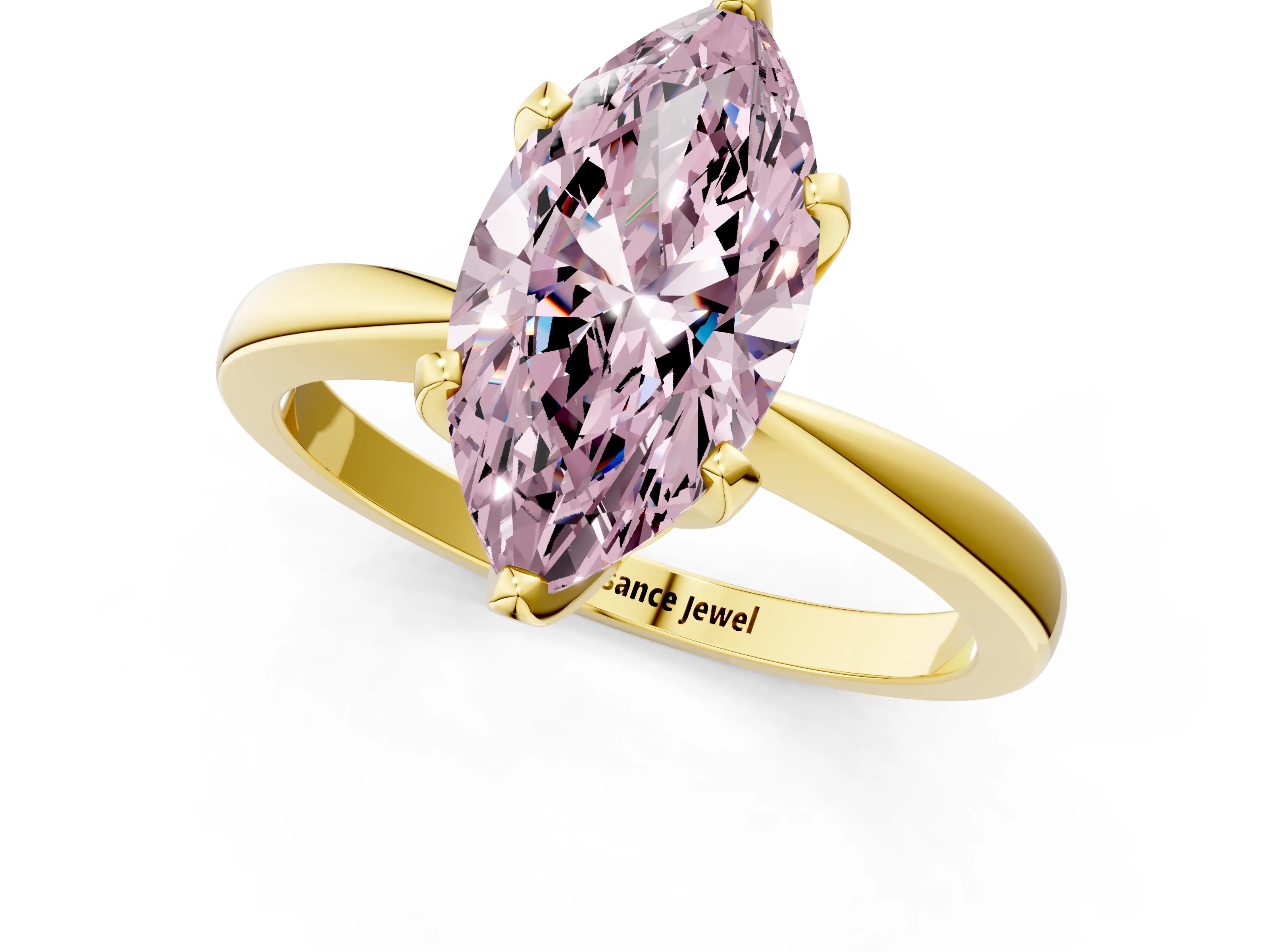 Yellow gold Fancy Pink Marquise Cut Solitaire Engagement Ring with Six-Prong Setting and Tapered Band_1