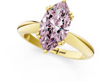 Yellow gold Fancy Pink Marquise  Cut Solitaire Engagement Ring with Tapered Band and Four-Prong Setting 2