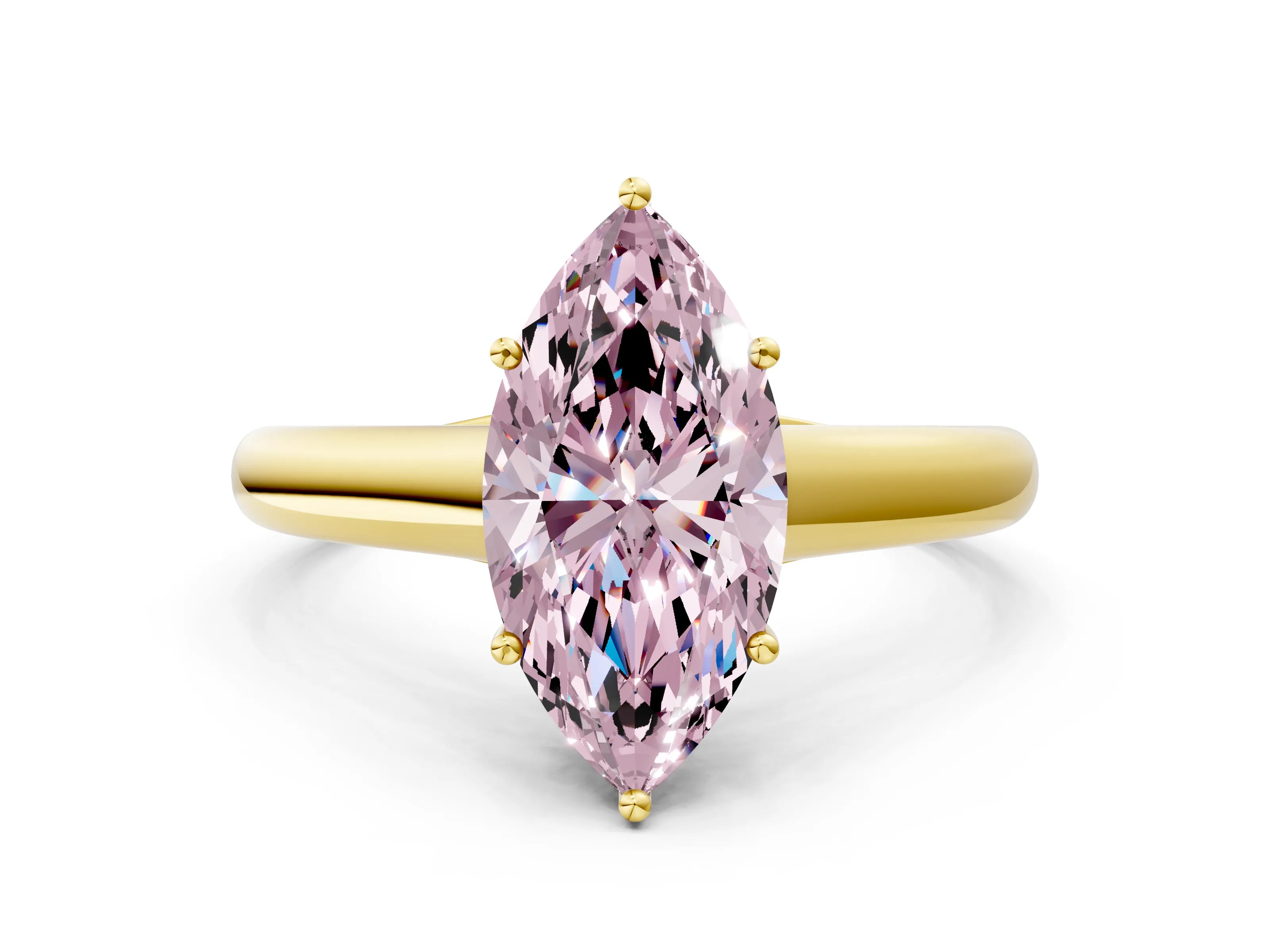 Yellow gold Fancy Pink Marquise Cut Solitaire Engagement Ring with Tapered Band and Four-Prong Setting_3