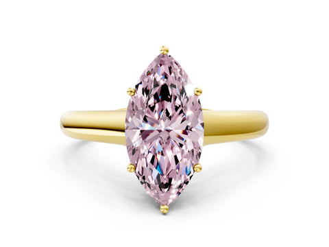Yellow gold Fancy Pink Marquise Cut Solitaire Engagement Ring with Tapered Band and Four-Prong Setting_3