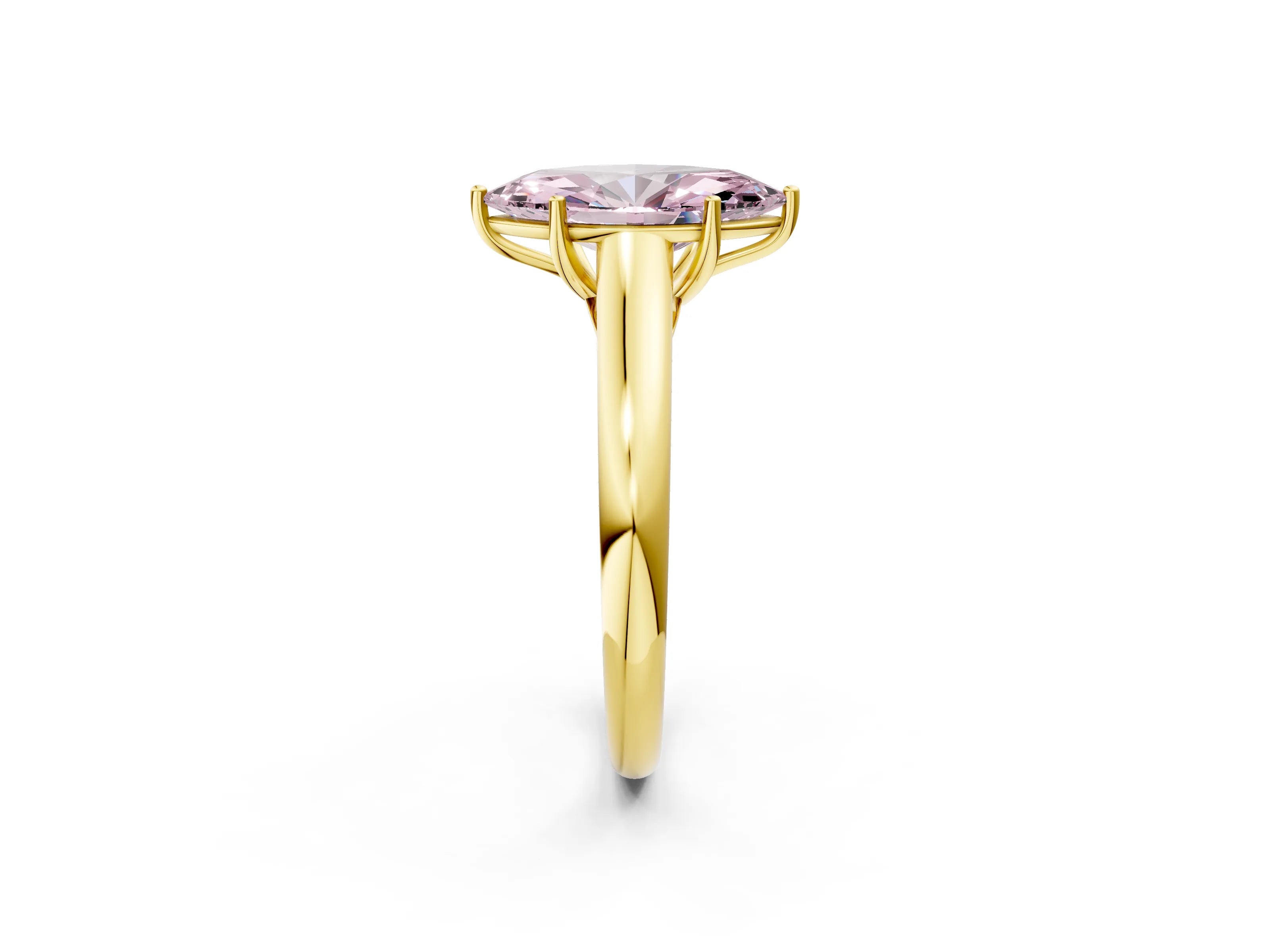 Yellow gold Fancy Pink Marquise Cut Solitaire Engagement Ring with Tapered Band and Four-Prong Setting_5
