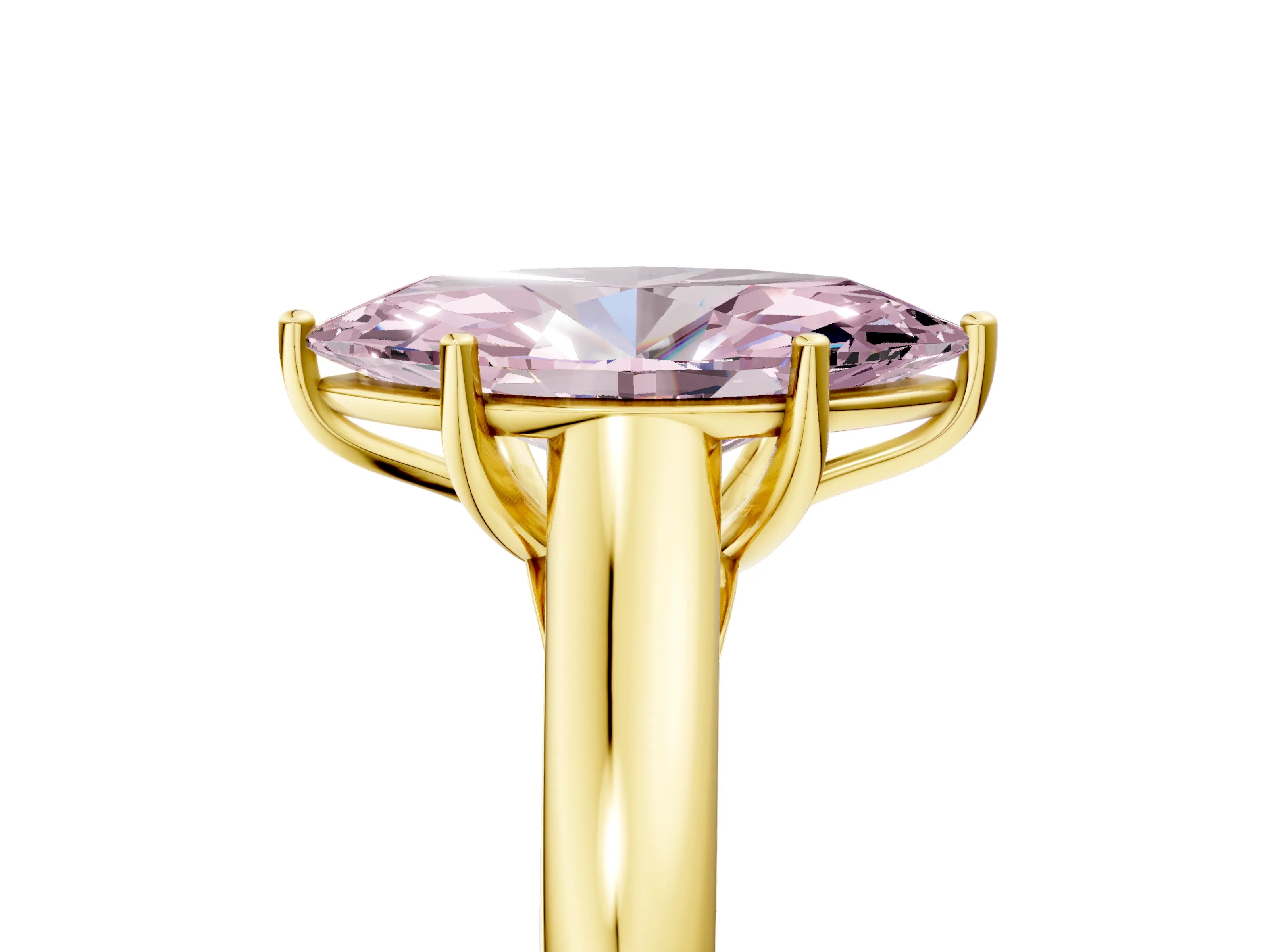 Yellow gold Fancy Pink Marquise Cut Solitaire Engagement Ring with Tapered Band and Four-Prong Setting_8