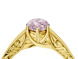 Yellow gold Fancy Pink Marquise  Cut Solitaire Engraved Band with Four-Prong Setting_66