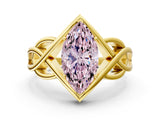 Yellow gold Fancy Pink Marquise Cut Solitaire Intertwined Band Prong Setting Ring