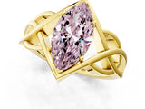 Yellow gold Fancy Pink Marquise Cut Solitaire Intertwined Band Prong Setting Ring_1