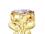 Yellow gold Fancy Pink Marquise Cut Solitaire Leaf-Inspired Engagement Ring with Prong Setting_17