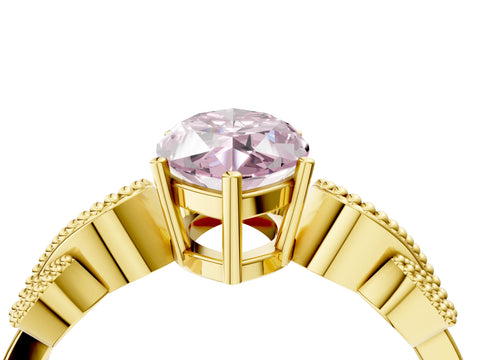 Yellow gold Fancy Pink Marquise Cut Solitaire Milgrain Leaf Band with Prong Setting_4