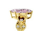Yellow gold Fancy Pink Marquise Cut Solitaire Milgrain Leaf Band with Prong Setting_5