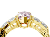 Yellow gold Fancy Pink Marquise Cut Solitaire Princess Side Stone Engraved Band Prong Setting Ring_4