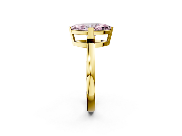 Yellow gold Fancy Pink Marquise  Cut Solitaire Ring with Four-Prong Setting and Classic Band
