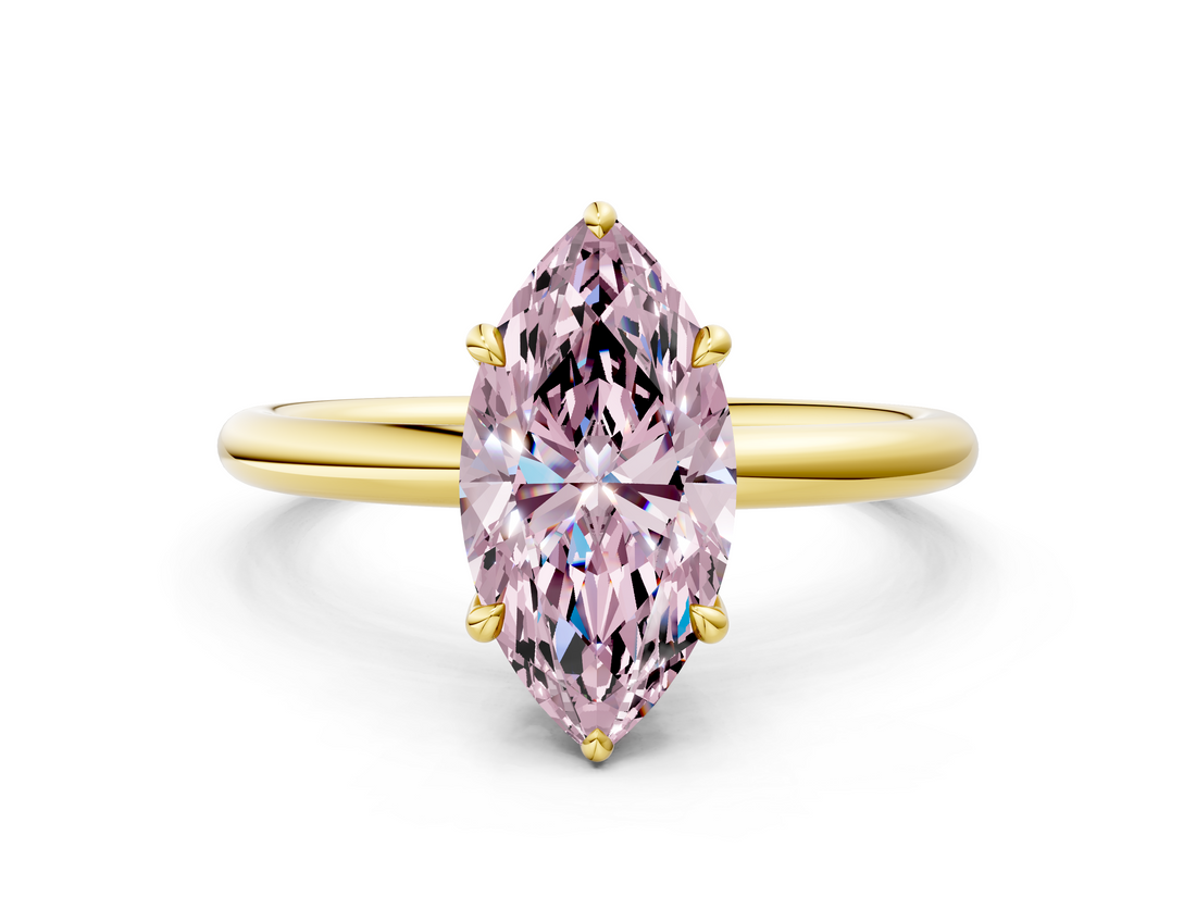 Yellow gold Fancy Pink Marquise  Cut Solitaire Ring with Thin Band and Four-Prong Setting_16