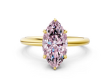 Yellow gold Fancy Pink Marquise  Cut Solitaire Ring with Thin Band and Four-Prong Setting_16
