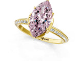 Yellow gold Fancy Pink Marquise Cut Solitaire Split Shank Pave Diamond Engagement Ring with Four-Prong Setting_1