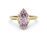 Yellow gold Fancy Pink Marquise Cut Solitaire Split Shank Pave Diamond Engagement Ring with Four-Prong Setting_24
