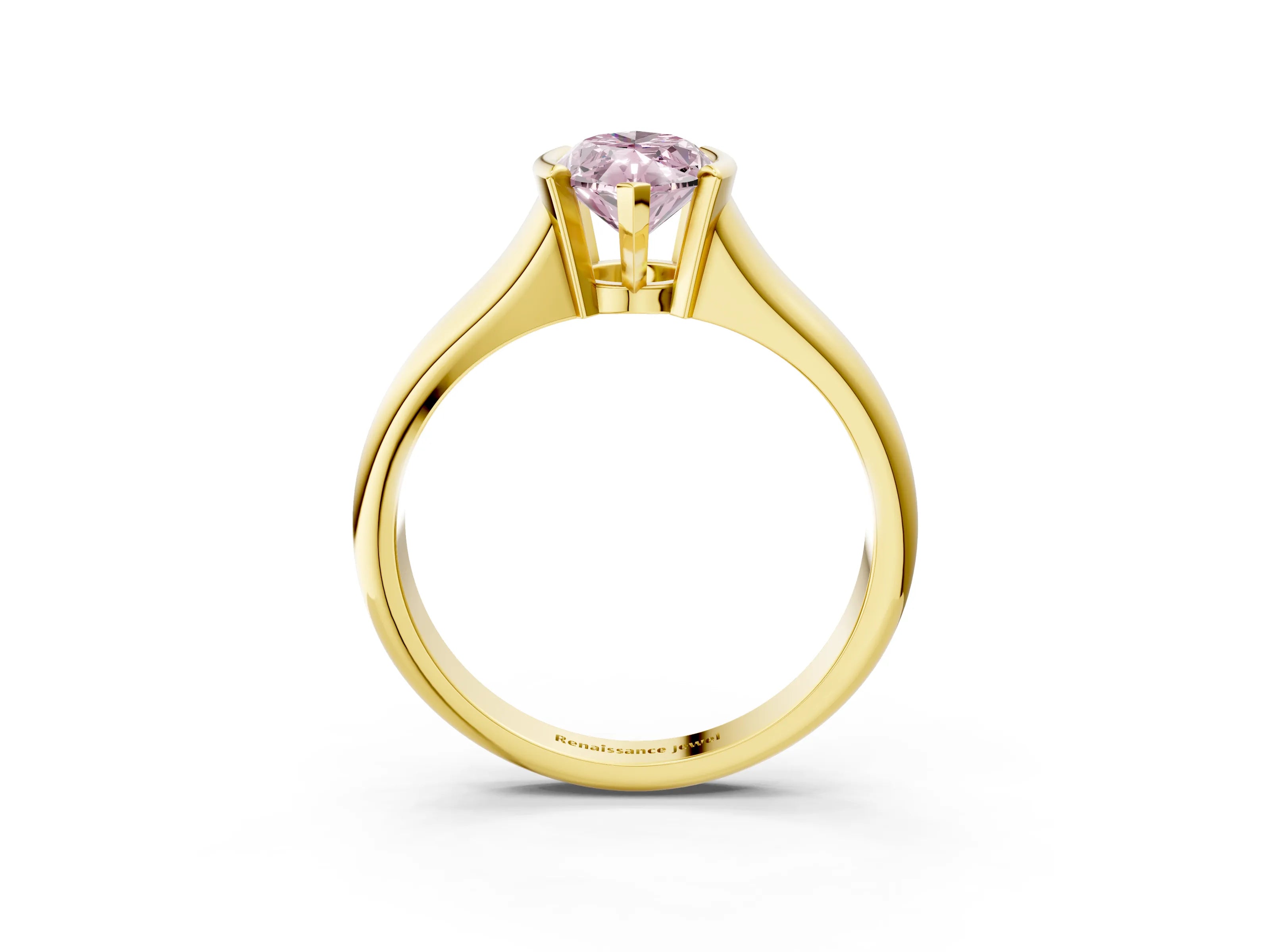 Yellow gold Fancy Pink Marquise Cut Solitaire Tension Set Diamond Ring with Split Shank Band_3