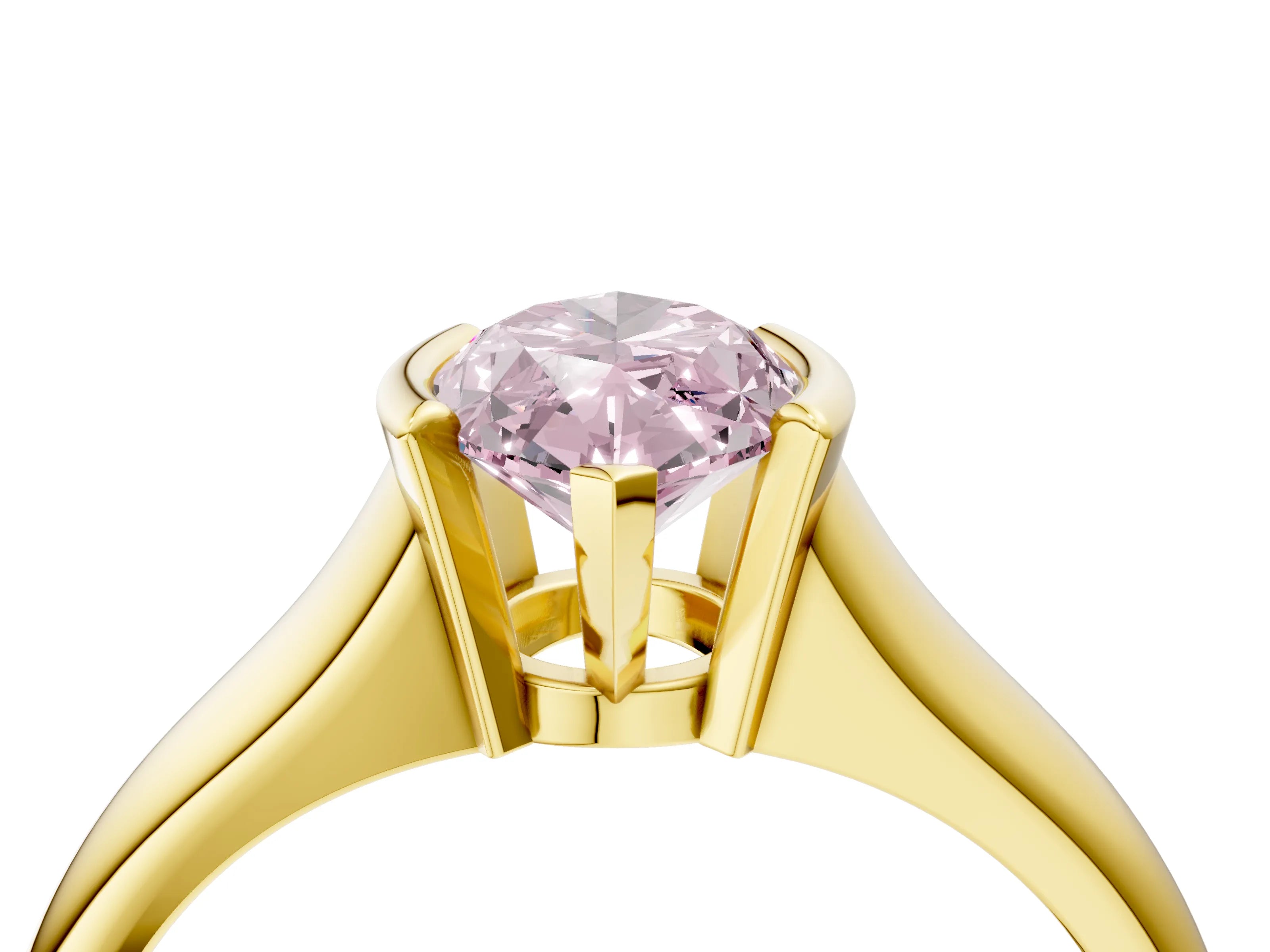 Yellow gold Fancy Pink Marquise Cut Solitaire Tension Set Diamond Ring with Split Shank Band_4