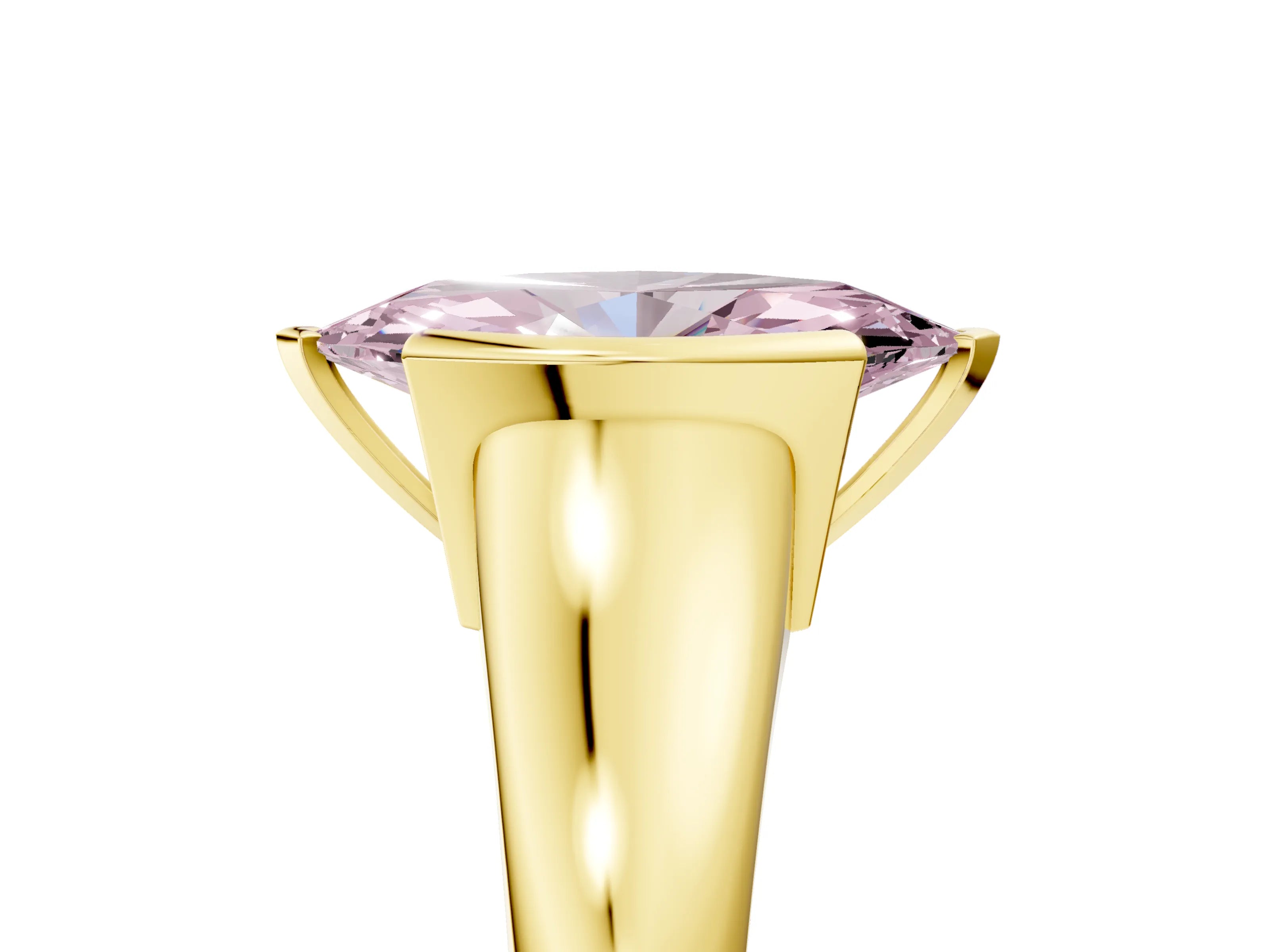 Yellow gold Fancy Pink Marquise Cut Solitaire Tension Set Diamond Ring with Split Shank Band_5
