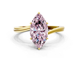 Yellow gold Fancy Pink Marquise  Cut Solitaire Twist Band Ring with Four-Prong Setting_23