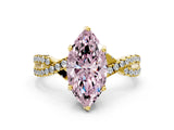 Yellow gold Fancy Pink Marquise Cut Solitaire Twist Pave Diamond Engagement Ring with Prong Setting_36