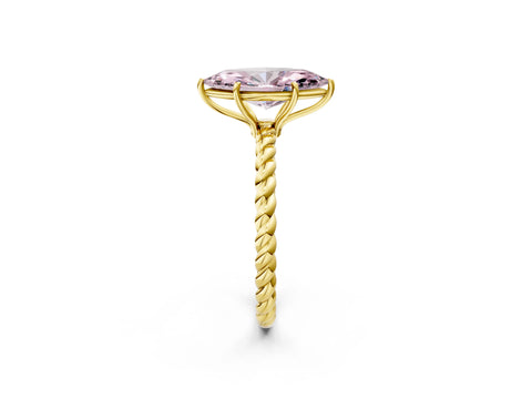 Yellow gold Fancy Pink Marquise Cut Solitaire Twisted Band 4-Prong Ring_2