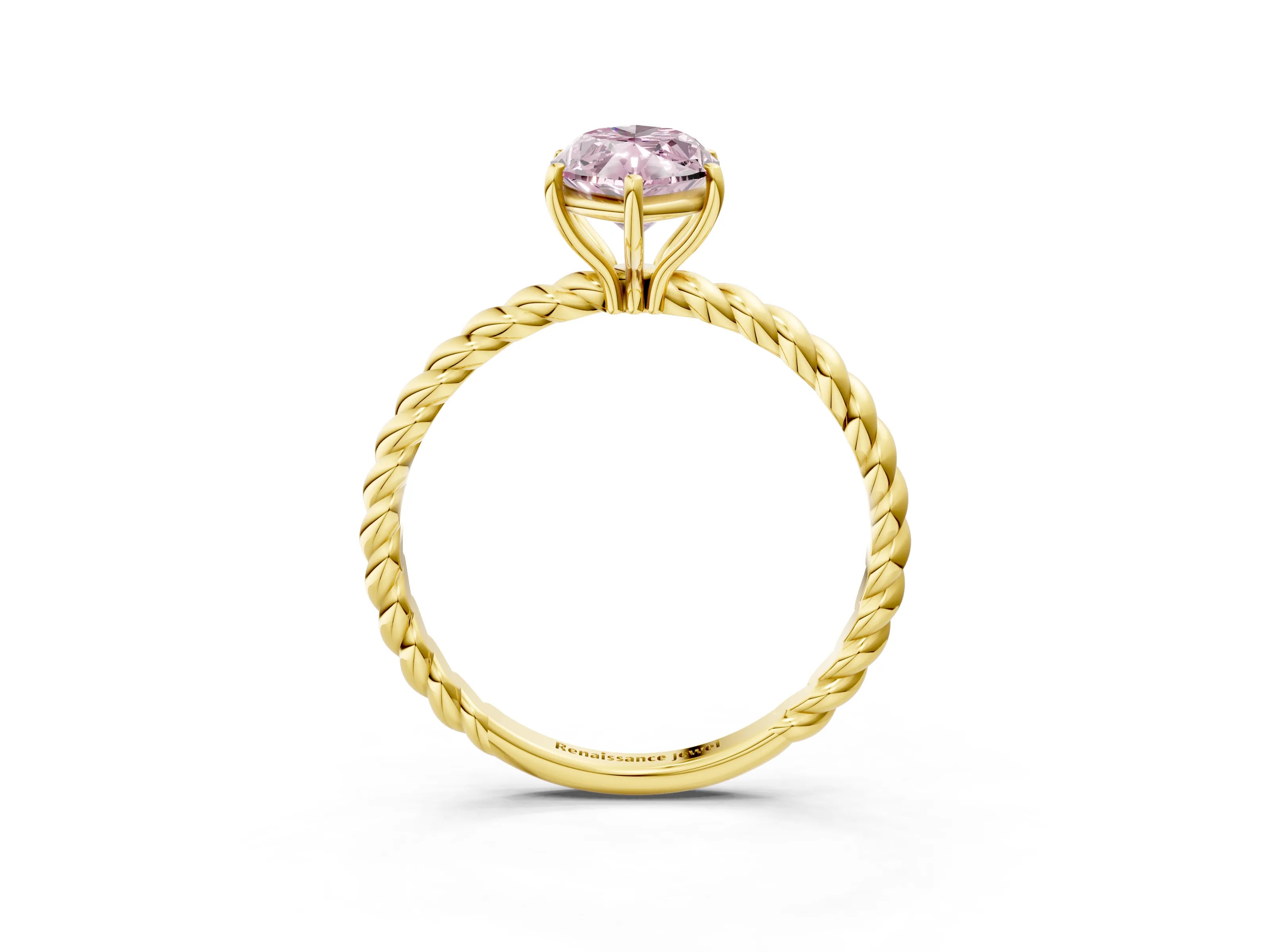 Yellow gold Fancy Pink Marquise Cut Solitaire Twisted Band 4-Prong Ring_3