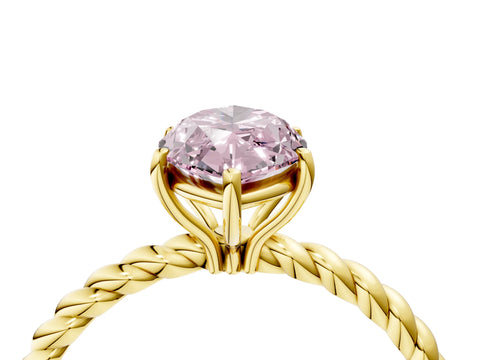 Yellow gold Fancy Pink Marquise Cut Solitaire Twisted Band 4-Prong Ring_4