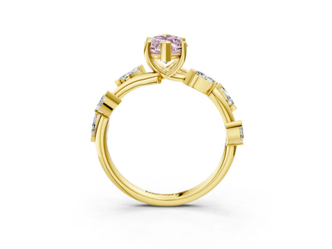 Yellow gold Fancy Pink Marquise Cut Solitaire Twisted Band Marquise Accent Prong Setting Ring_3