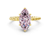 Yellow gold Fancy Pink Marquise  Cut Solitaire Twisted Band with Four-Prong Setting_100