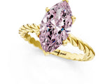 Yellow gold Fancy Pink Marquise  Cut Solitaire Twisted Band with Four-Prong Setting_101