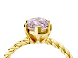 Yellow gold Fancy Pink Marquise  Cut Solitaire Twisted Band with Four-Prong Setting_104