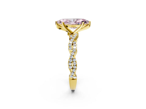 Yellow gold Fancy Pink Marquise Cut Solitaire Twisted Pave Band with Four-Prong Setting_17